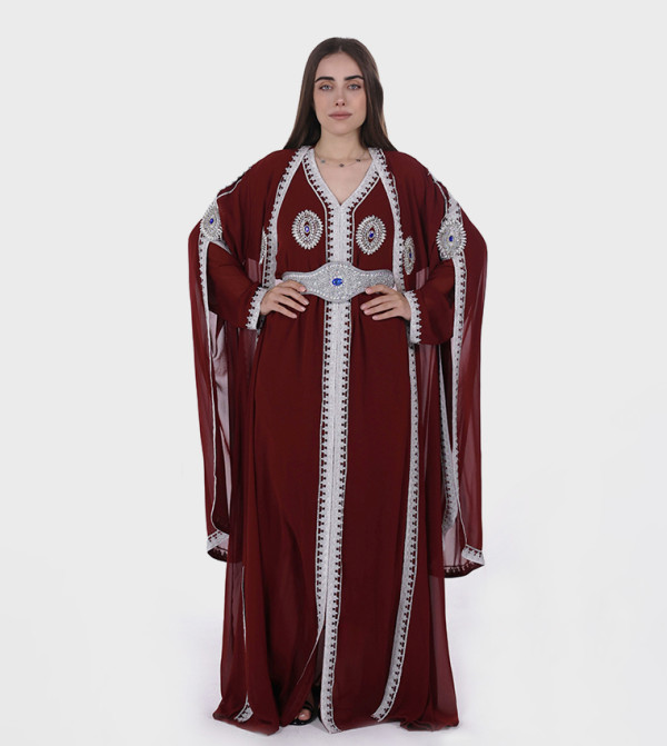  البنت الشرقية  قفطان - بورغندي قفطان