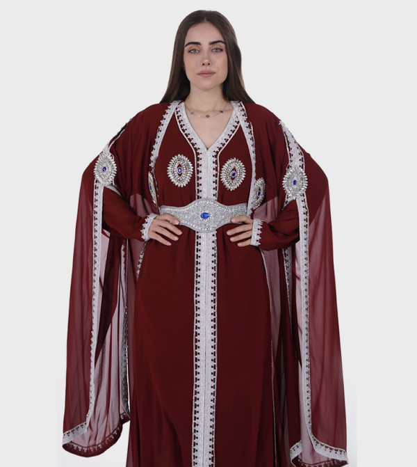  البنت الشرقية  قفطان - بورغندي قفطان