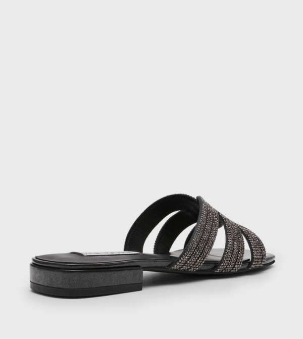 ستيف مادن الصنادل المسطحة - أسود Flat Sandals