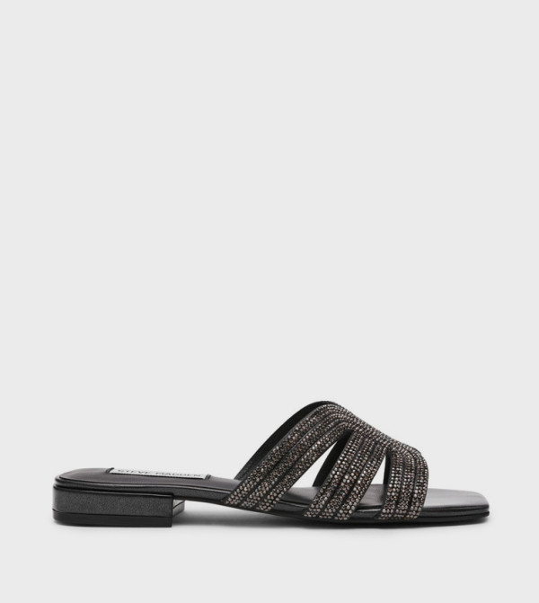 ستيف مادن الصنادل المسطحة - أسود Flat Sandals