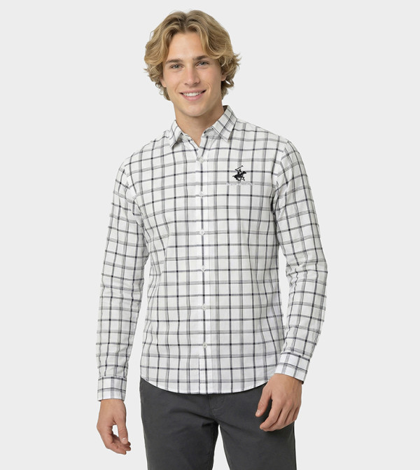 Beverly Hills Polo Club checkered-plaid-m - White Long Sleeves