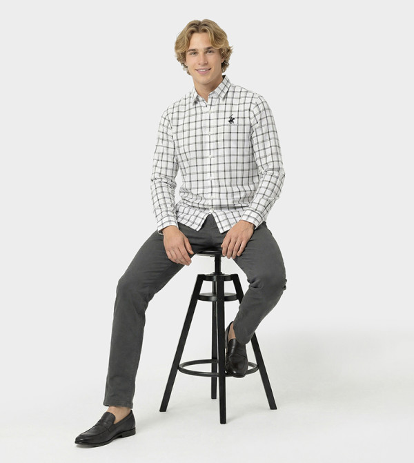 Beverly Hills Polo Club checkered-plaid-m - White Long Sleeves