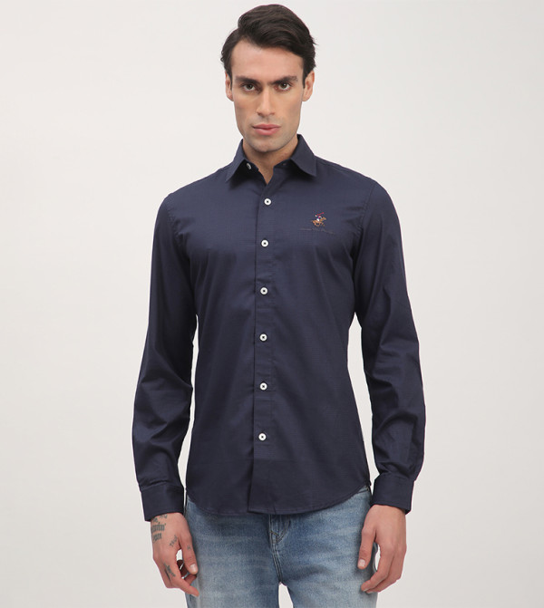 Beverly Hills Polo Club Shirts - Blue Long Sleeves