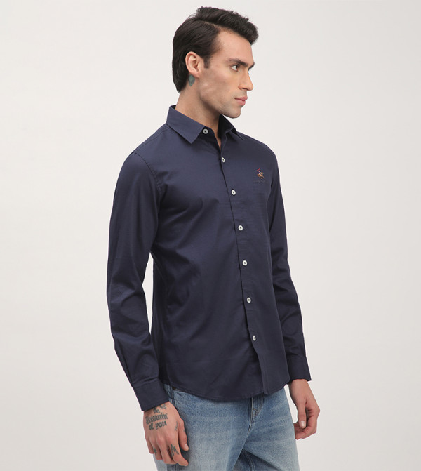 Beverly Hills Polo Club Shirts - Blue Long Sleeves
