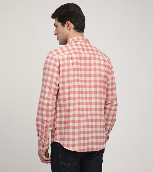 Beverly Hills Polo Club checkered-plaid-m - Pink Casual Shirts