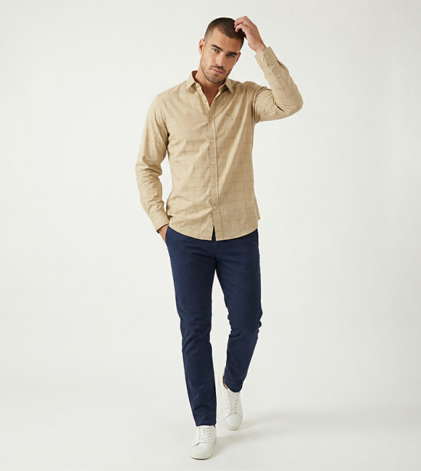 Beverly Hills Polo Club  Casual Shirts - Khaki Long Sleeves