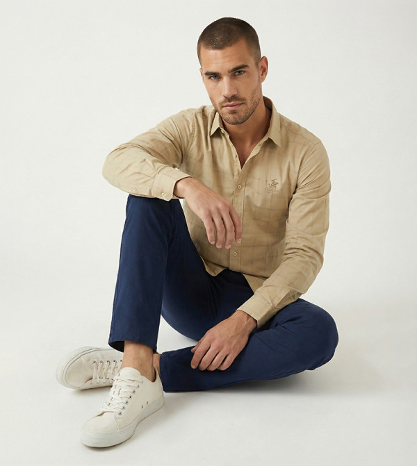 Beverly Hills Polo Club  Casual Shirts - Khaki Long Sleeves