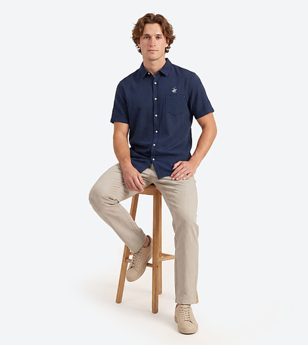 Beverly Hills Polo Club  Shirts - Blue Short Sleeves