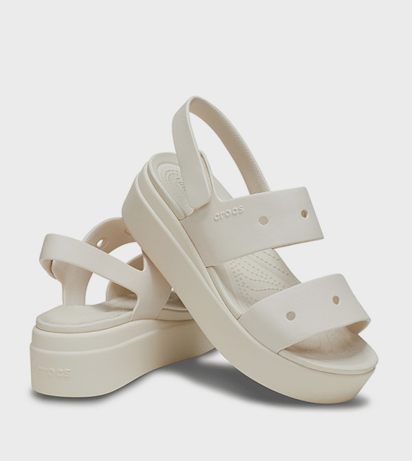 Crocs  Flat Sandals - White Platforms