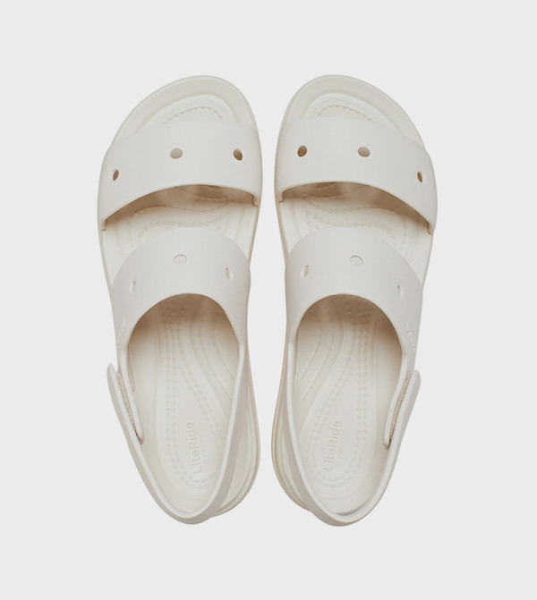 Crocs  Flat Sandals - White Platforms