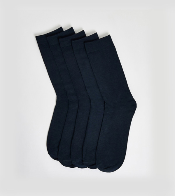 R&B  Calf Length Socks - Navy Calf Length Socks