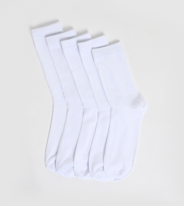 R&B  Calf Length Socks - White Calf Length Socks