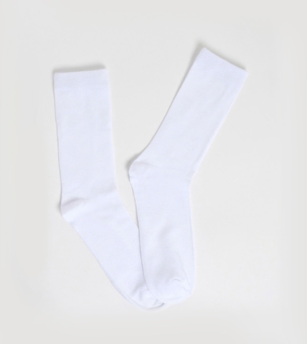 R&B  Calf Length Socks - White Calf Length Socks