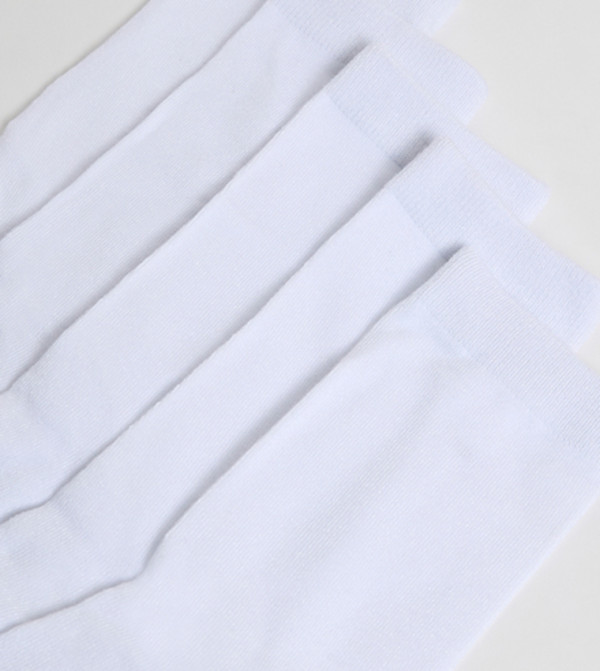 R&B  Calf Length Socks - White Calf Length Socks