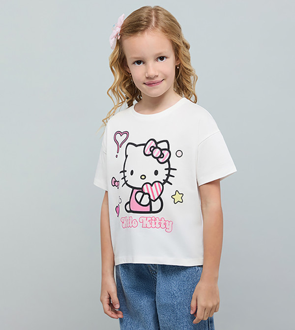 أر آند بي hello kitty - أبيض تي شيرتات