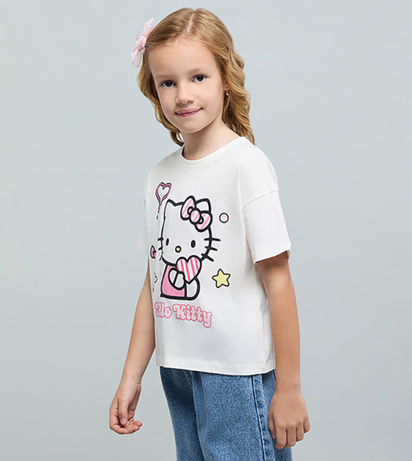 أر آند بي hello kitty - أبيض تي شيرتات