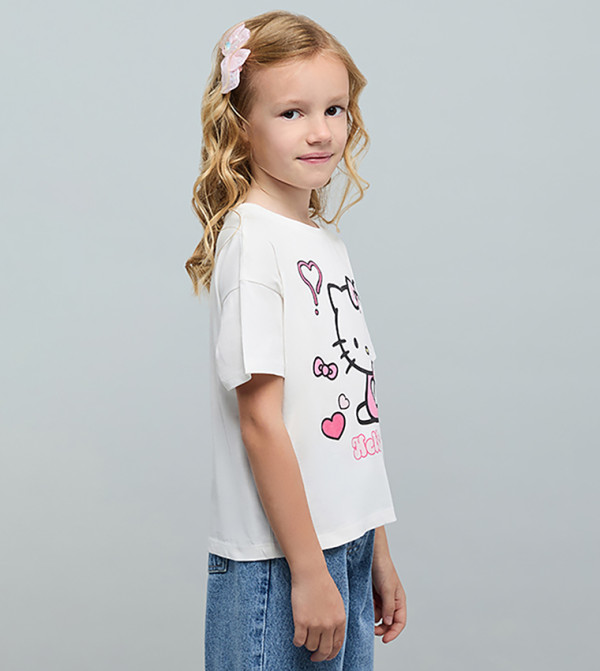 أر آند بي hello kitty - أبيض تي شيرتات