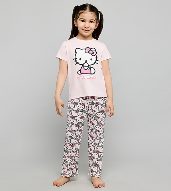 R&B  hello kitty - Light Pink Top & Pyjama Sets