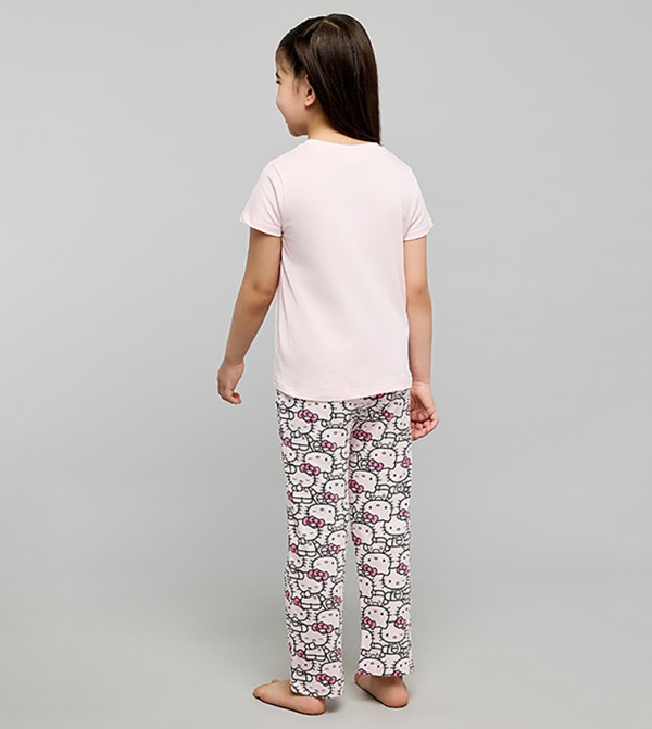 R&B  hello kitty - Light Pink Top & Pyjama Sets