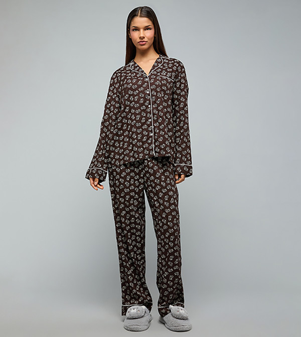 أر آند بي ملابس نوم - بني Pyjama Set