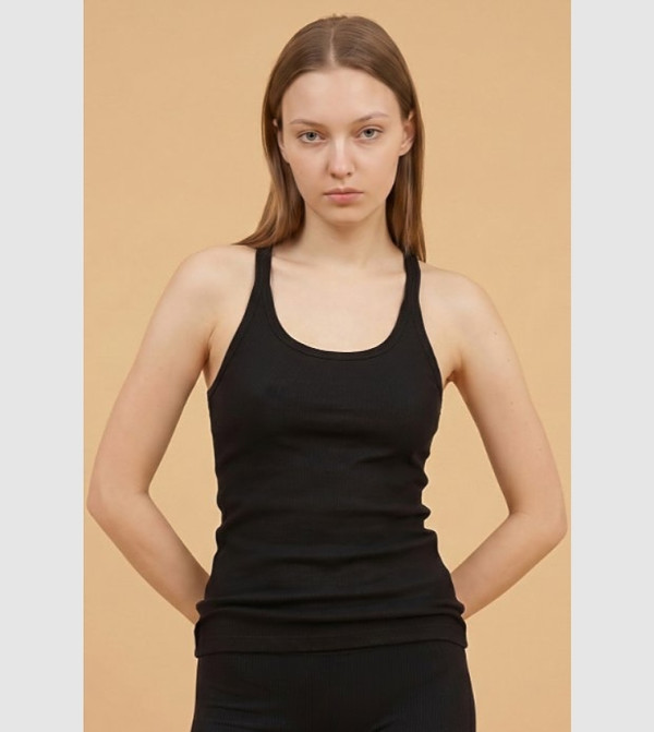 R&B  Sleeveless Tops - BLACK Sleeveless Tops