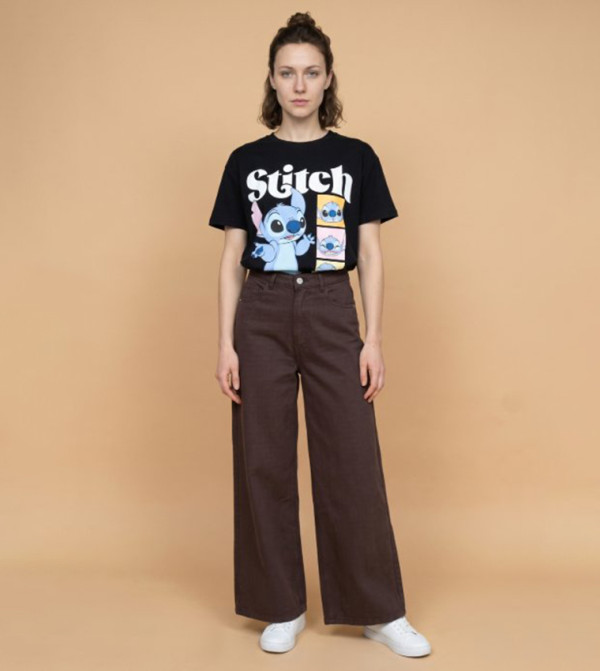 أر آند بي  بناطيل جينز - بني  Wide Leg Jeans