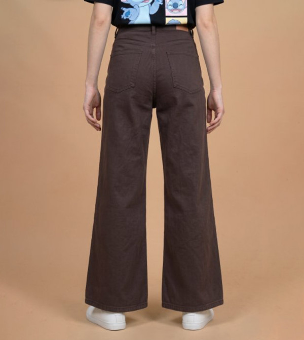 أر آند بي  بناطيل جينز - بني  Wide Leg Jeans
