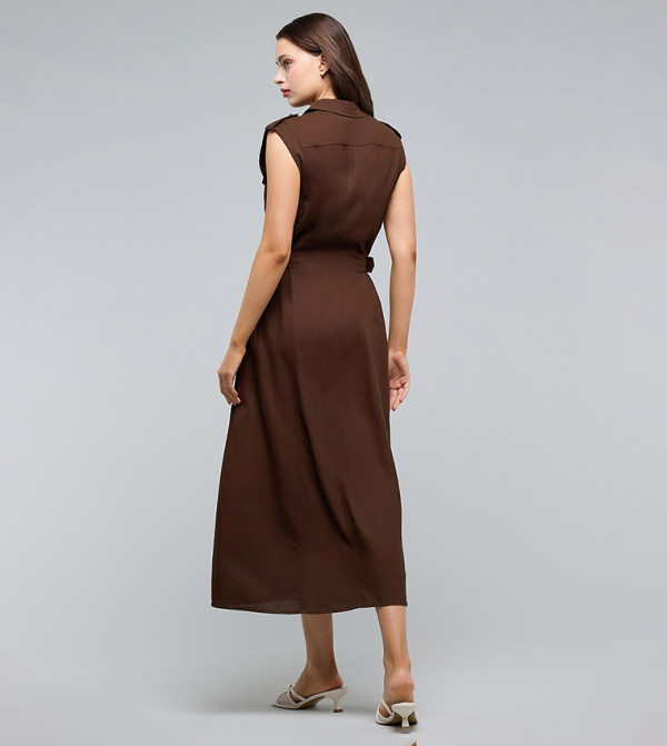 R&B  Shirt & T-Shirt Dresses - Brown Shirt & T-Shirt Dresses