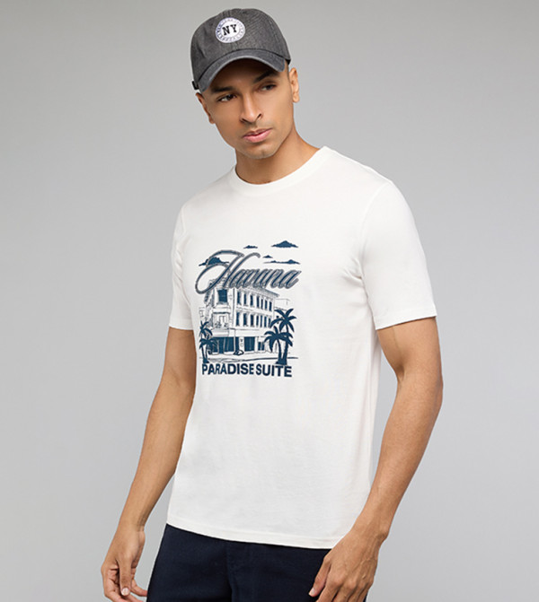 R&B  Clothing - Ivory Round Neck T-Shirts
