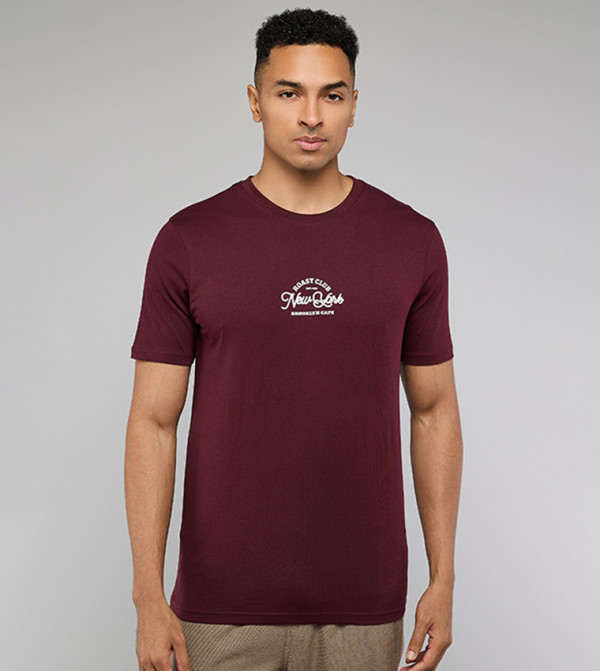R&B  Clothing - Maroon Round Neck T-Shirts