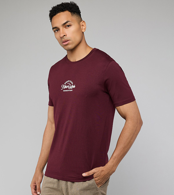 R&B  Clothing - Maroon Round Neck T-Shirts