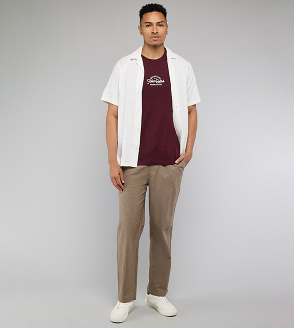 R&B  Clothing - Maroon Round Neck T-Shirts