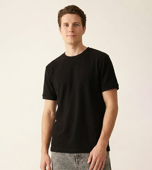 أر آند بي  workwear-reworked - أسود Round Neck T-Shirts