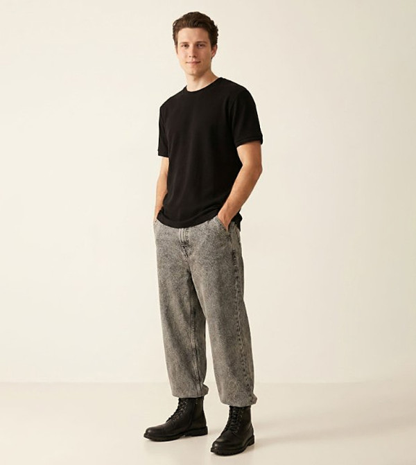أر آند بي  workwear-reworked - أسود Round Neck T-Shirts