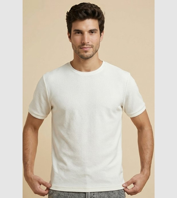 R&B  workwear-reworked - White Round Neck T-Shirts