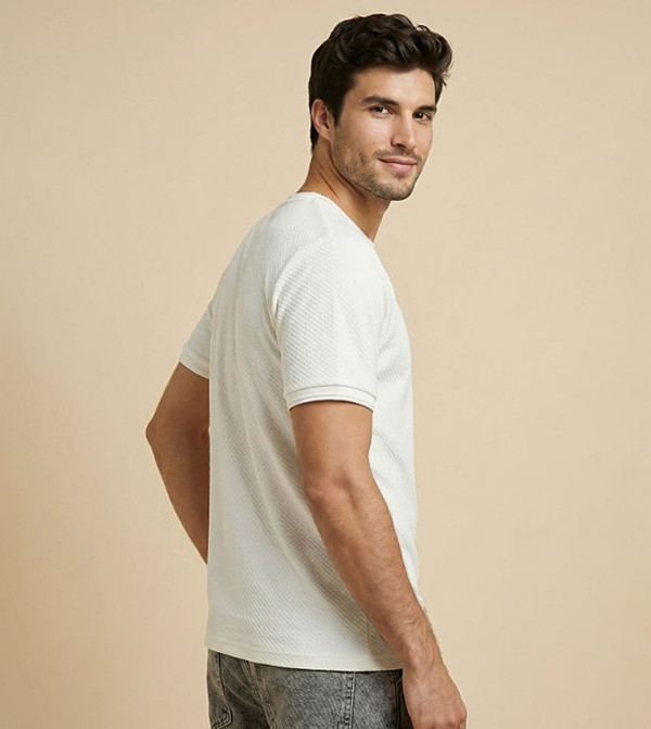R&B  workwear-reworked - White Round Neck T-Shirts