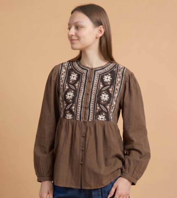 أر آند بي  توبات كاجوال  - بني  Casual Tops
