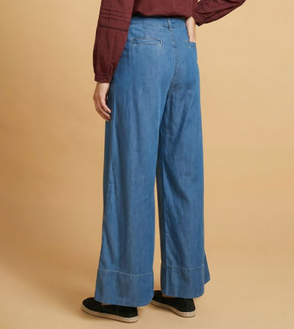أر آند بي  ساق واسعة - أزرق Wide Leg Jeans