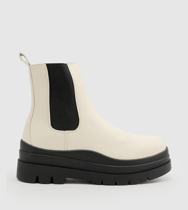 Ardene Platform Footwear - White Chelsea Boots