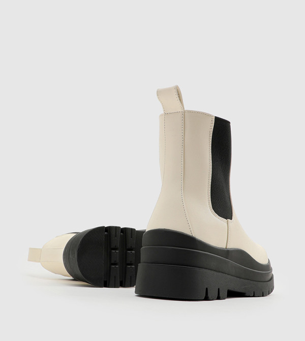Ardene Platform Footwear - White Chelsea Boots