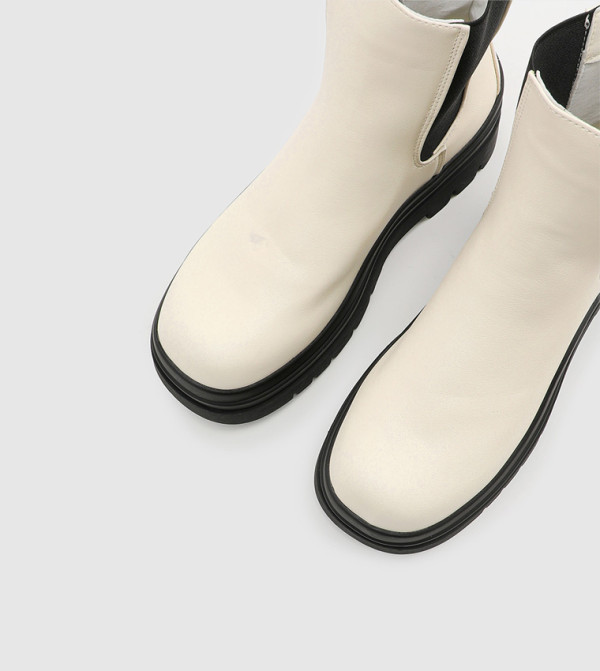 Ardene Platform Footwear - White Chelsea Boots