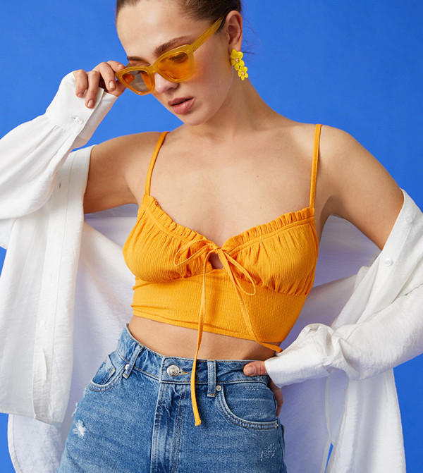 كوتون  توبات قصيرة - برتقالي  Cropped Tops