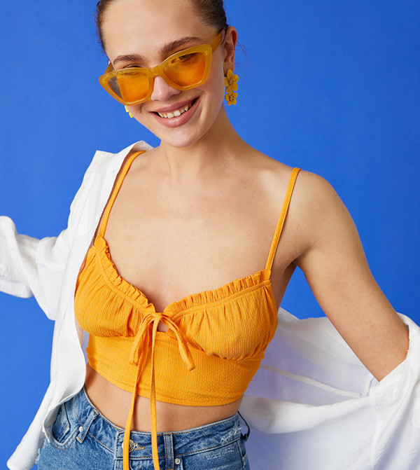 كوتون  توبات قصيرة - برتقالي  Cropped Tops