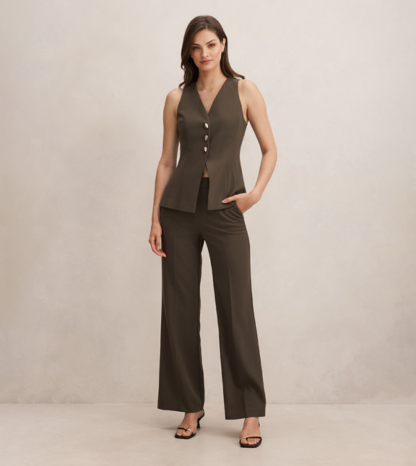 Forever New  Waistcoats - Olive Waistcoats