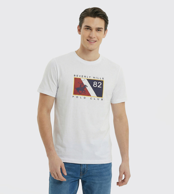 بيفرلي هيلز بولو كلوب  تيشيرتات بياقة دائرية  - أبيض Round Neck T-Shirts