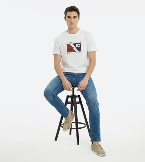 بيفرلي هيلز بولو كلوب  تيشيرتات بياقة دائرية  - أبيض Round Neck T-Shirts