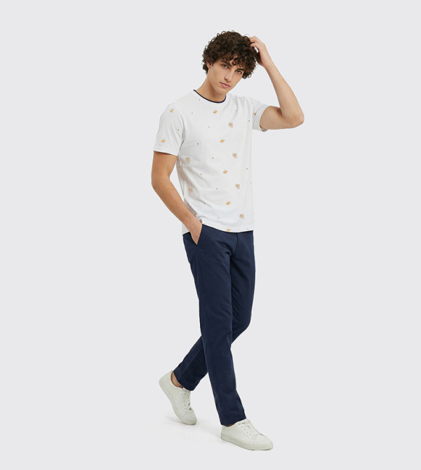 Beverly Hills Polo Club  Casual T-Shirts - White Round Neck T-Shirts