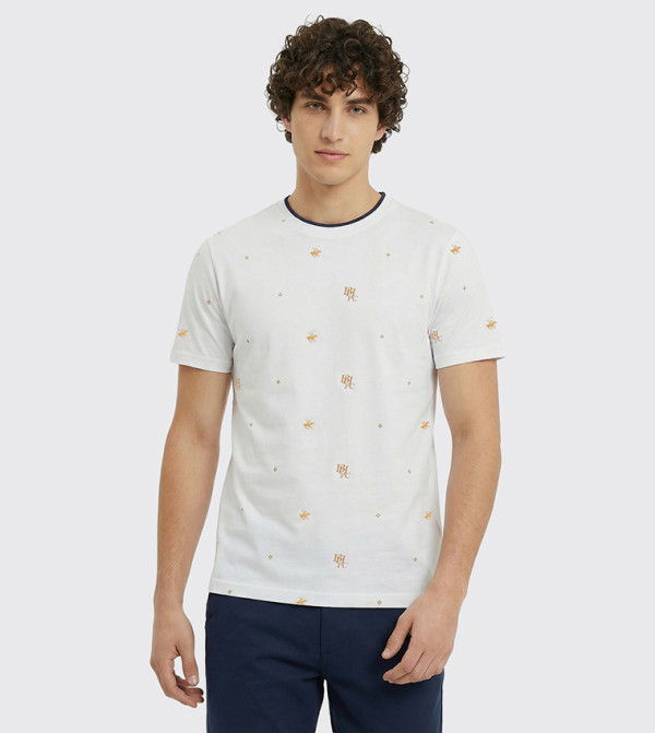 Beverly Hills Polo Club  Casual T-Shirts - White Round Neck T-Shirts