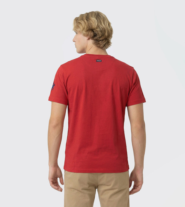 Beverly Hills Polo Club workwear-reworked - Red Round Neck T-Shirts