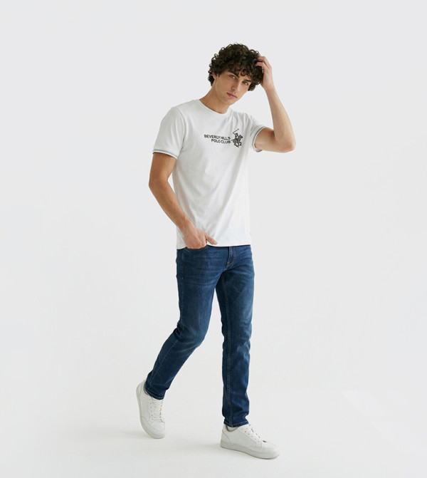 Beverly Hills Polo Club Clothing - White Round Neck T-Shirts